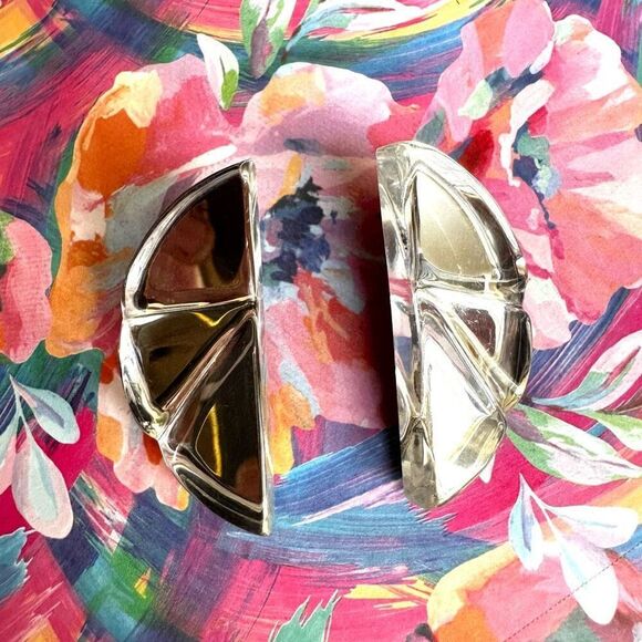 Silver tone half circle earrings - Picture 6 of 6